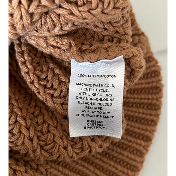 BP Size XS Traveling Stitch Mock Neck Balloon Sleeve Cropped‎ Sweater Tan - Picture 8 of 8